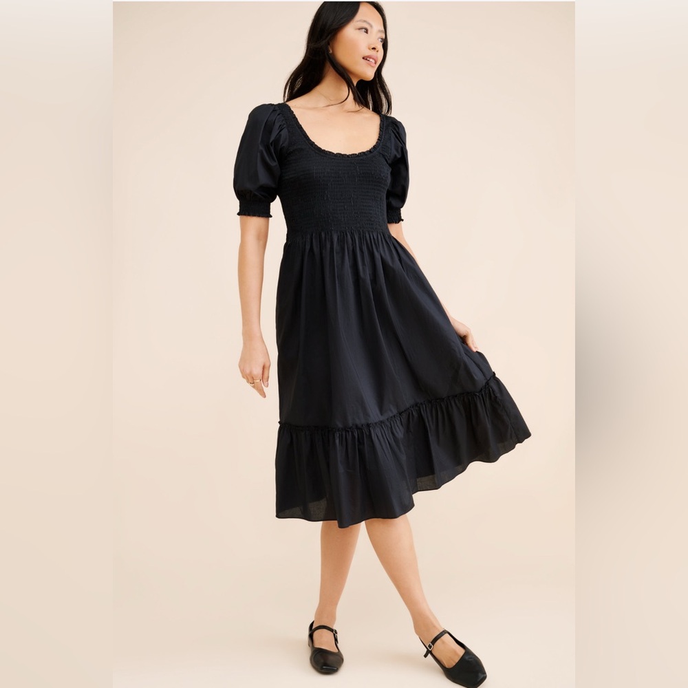 Hill House Louisa Nap Dress in Black Cotton in XS XSmall